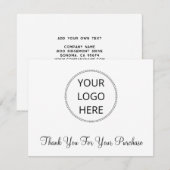 De Correspondance Ajouter votre carte à note plat Merci Logo (Devant / Derrière)