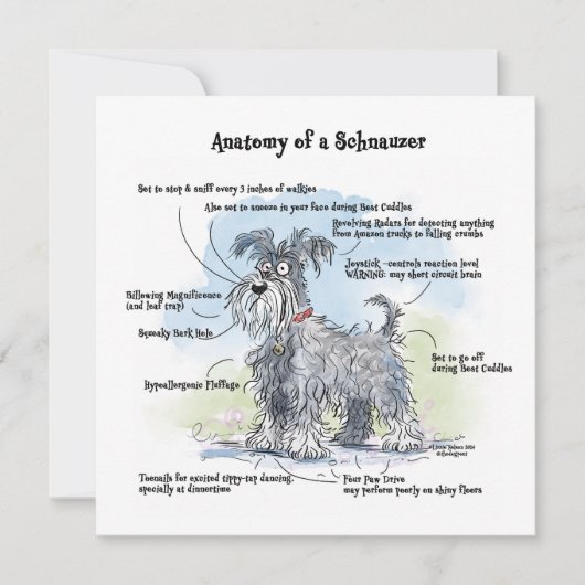 De Correspondance Anatomie d'un Schnauzer Funny Carte pour notes (Devant)