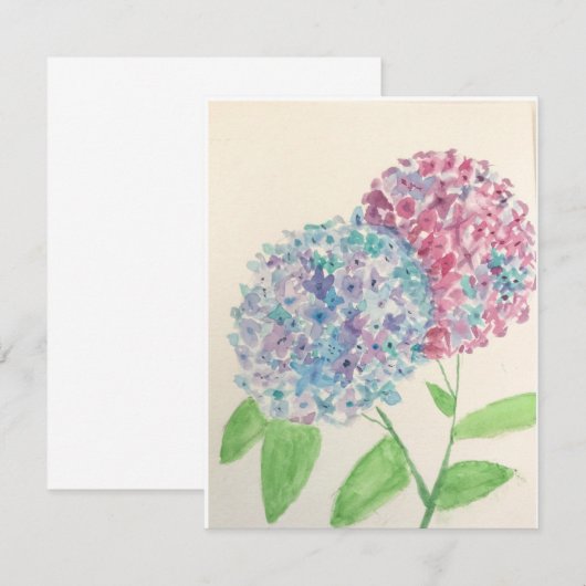 De Correspondance Aquarelle Hydrangea Carte pour notes (Devant / Derrière)