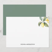 De Correspondance Aquarelle Lemons Nature Carte à thème Note (Devant / Derrière)