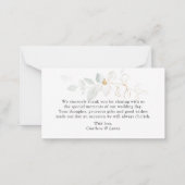 De Correspondance Aquarelle Vert Or Feuillage Merci Carte Note (Dos)