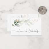 De Correspondance Aquarelle Vert Or Feuillage Merci Carte Note (Devant/Arrière en situation)