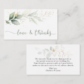 De Correspondance Aquarelle Vert Or Feuillage Merci Carte Note (Devant / Derrière)