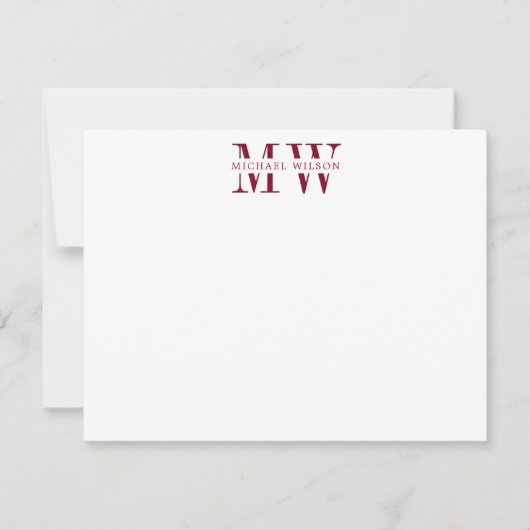 De Correspondance Auditoire Monogramme Bourgogne Initiales Nom Carte (Devant)