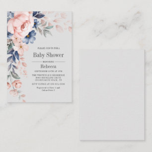 De Correspondance Baby shower Moderne Fleur Bleu rose Carte Florale