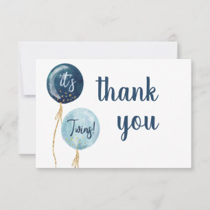 De Correspondance Balloons baby shower Garçon jumeaux merci carte no