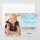 De Correspondance Baptême Merci note Christening Blue Carte photo (Devant / Derrière)