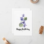 De Correspondance Belle violet violet Bouquet Carte Anniversaire (Devant/Arrière en situation)