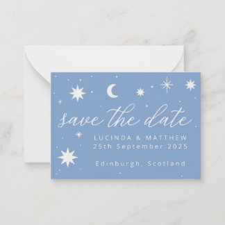 De Correspondance Blue Boho Stars Mariage Enregistrer La Carte Date