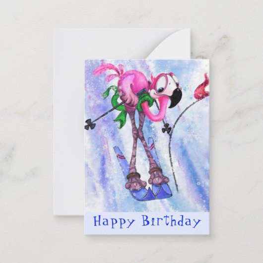 De Correspondance Bonne carte d'anniversaire avec Funny Pink Flamant (Devant)