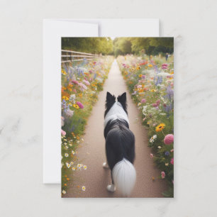 De Correspondance Bordure Collie carte à note plat avec enveloppe