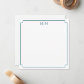 De Correspondance Bordure élégante Carte simple monogramme (Devant/Arrière en situation)