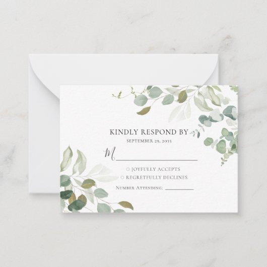De Correspondance BUDGET Eucalyptus Greenery Wedding Carte RSVP (Devant)
