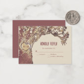 De Correspondance BUDGET Rustique Carved Heart Tree Wedding Carte RS (Devant/Arrière en situation)