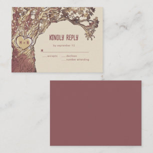 De Correspondance BUDGET Rustique Carved Heart Tree Wedding Carte RS