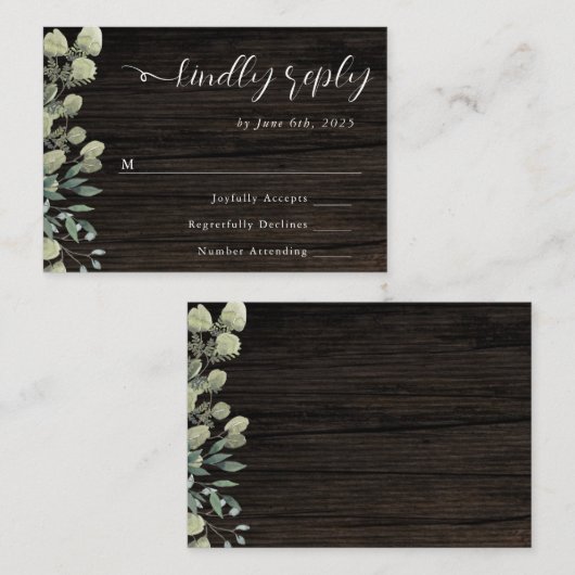 De Correspondance Budget Rustique Eucalyptus Mariage carte RSVP (Devant / Derrière)