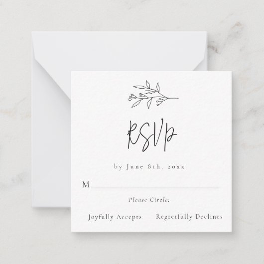 De Correspondance Budget Simple Foliage Mariage Carte RSVP (Devant)