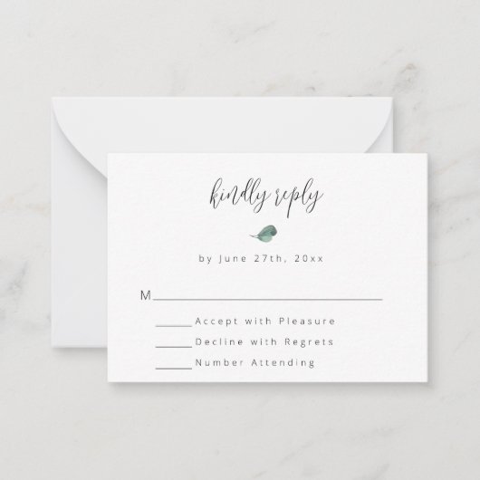 De Correspondance Budget Simple Mariage Verdure Carte RSVP (Devant)