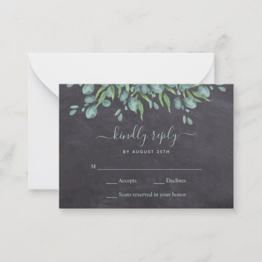 De Correspondance Budget vert Rustique Feuilles mariage carte RSVP (Devant)