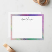 De Correspondance Carte à billet plat moderne Hologramme vert rose (Devant/Arrière en situation)