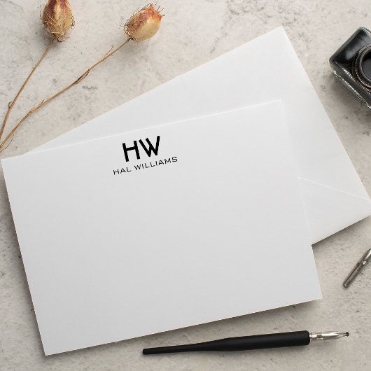 De Correspondance Carte à note plat Monogramme