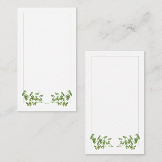 De Correspondance CARTE À Note Plat PARSLEY 3.5x2 / Verticale (Devant / Derrière)