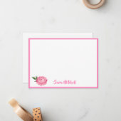 De Correspondance Carte à note plate Peony (Devant/Arrière en situation)