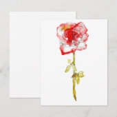 De Correspondance Carte à note plate Rose aquarelle et encre (Devant / Derrière)