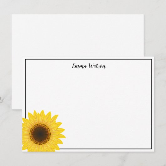 De Correspondance Carte à note plate - tournesol (Devant / Derrière)