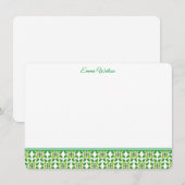 De Correspondance Carte à note plate-vert Floral (Devant / Derrière)