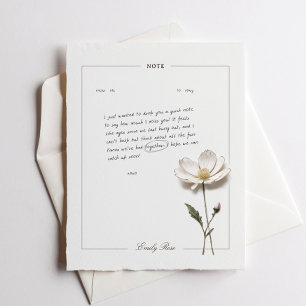 De Correspondance Carte à notes élégante personnalisée Fleurs pressé