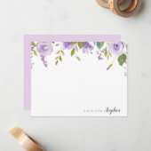 De Correspondance carte à notes personnalisée lavande florale (Devant/Arrière en situation)