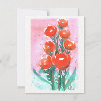 De Correspondance Carte à notes plats Fleurs aquarelles-1 (4,25 po x