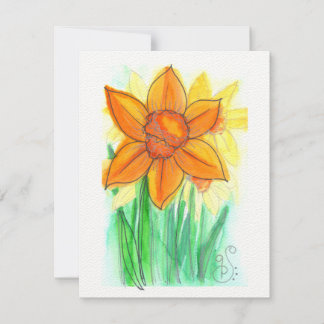 De Correspondance Carte à notes plats Fleurs aquarelles-2 (4,25 po x