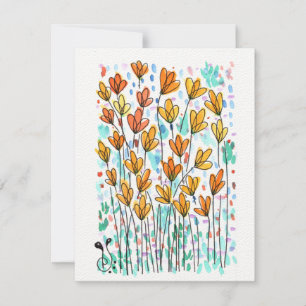 De Correspondance Carte à notes plats Fleurs aquarelles-3 (4,25 po x