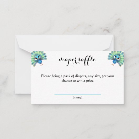 De Correspondance Carte à rabat bleu Baby shower Peacock (Devant)