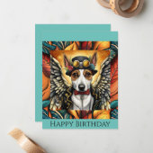 De Correspondance Carte anniversaire steampunk chien carte d'anniver (Devant/Arrière en situation)