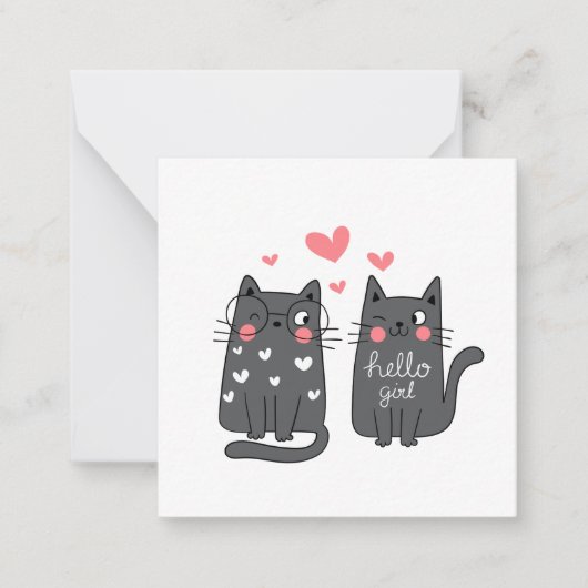 De Correspondance Carte blanche avec chats (Devant)