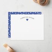 De Correspondance Carte Bleu Coeur & Points Sympa Fille Note (Devant/Arrière en situation)