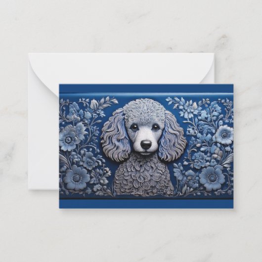 De Correspondance Carte Bleu Tin Folk Art Poodle Note (Devant)