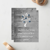 De Correspondance Carte Bleue Valentine Coeurs Arbre Note Plat (Devant/Arrière en situation)