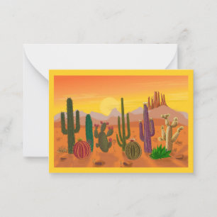 De Correspondance Carte cactus et montagne couleurs chaudes.