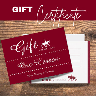 De Correspondance Carte cadeau certificat équitation