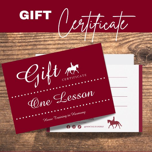 De Correspondance Carte cadeau certificat équitation