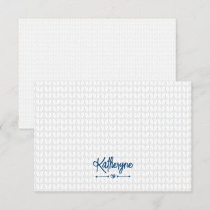 De Correspondance Carte classique bleue personnalisée Knit Stitch