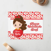 De Correspondance Carte Coeur Saint-Valentin pour petite fille migno (Devant/Arrière en situation)