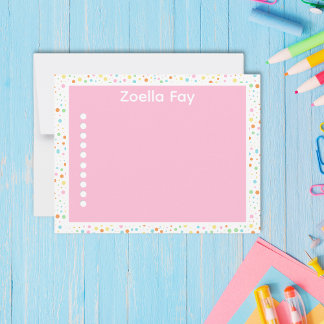 De Correspondance Carte Confetti Dot Note aux couleurs vives moderne
