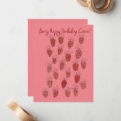 De Correspondance Carte d'anniversaire à motif fraise fantaisiste (Devant/Arrière en situation)