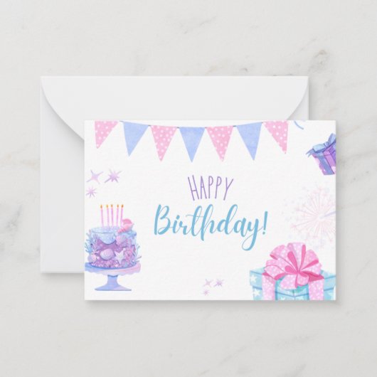 De Correspondance Carte d'anniversaire avec ballons et gâteau (Devant)