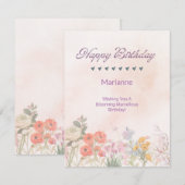 De Correspondance Carte d'anniversaire Floral moderne (Devant / Derrière)